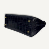 Bolsa Hermès Kelly 25 Sellier Croco Shiny Bleu Indigo com Ferragens Gold