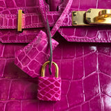 Bolsa Hermès Birkin 30 Rose Scheherazade Croco Niloticus Shiny com Ferragens Gold