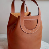 Bolsa Hermès In the Loop Togo Gold  com Ferragens Gold