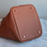 Bolsa Hermès Picotin 22 Clemence Gold com Ferragens Douradas
