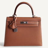Bolsa Hermès Kelly 25 Epsom Sellier Gold com Ferragens Palladium