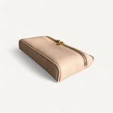 Bolsa Loro Piana Extra Pocket Mini Pouch Beige com Ferragens Douradas