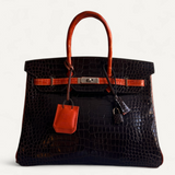 Bolsa Hermés Birkin 35 Croco Shiny Miel Orange com Ferragens Palladium
