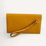 Carteira Hermes Kelly Pocket Long Wallet Yellow Mysore com Ferragens Gold