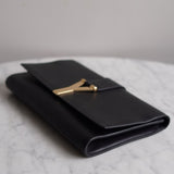 Clutch Yves Saint Laurent Y Ligne Couro Preto
