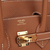 Bolsa Hermès Birkin 25 Togo Gold com Ferragens Gold