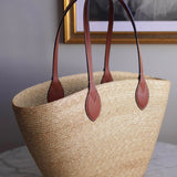 Bolsa Gucci Tote Couro e  Raffia Média