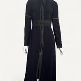 Vestido Burberry Midi Preto com Detalhes Verde Neon