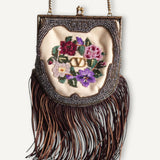 Bolsa Valentino Garavani Fringe-Embellished Clutch Bag | Neutrals