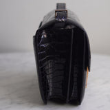 Bolsa Hermès Constance 24 Shiny Alligator Noir com Ferragens Gold