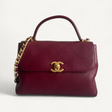 Bolsa Chanel Medium Trendy CC Burgundy com Ferragens Douradas