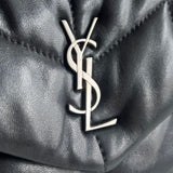 Bolsa Saint Laurent Lou Lou Puffer Preta com Ferragens Prateadas