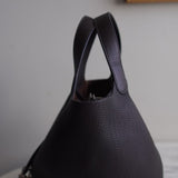 Bolsa Hermès Picotin 18 Clemence Ebene com Ferragens Palladium