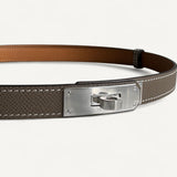 Cinto Hermés Kelly Epsom Etoupe Ferragem Palladium