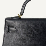 Bolsa Hermès Mini Kelly Epsom Noir com Ferragens Gold