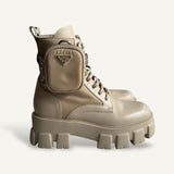 Bota Prada Monolith Re-Nylon Off-White