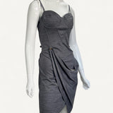 Vestido Burberry Corset Midi Cinza em Malha