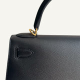 Bolsa Hermès Kelly 28 Epsom Noir com Ferragens Gold