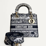 Bolsa Dior Medium Lady D-Lite Azul Palms Bordado