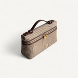 Bolsa Loro Piana Extra Pocket L19 Ecru Brown Cotton com Ferragens Douradas
