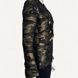 Blazer Balmain com Estampa Militar e Botões Dourados