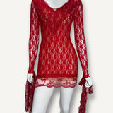 Vestido Christofer Kane em Renda Vermelho