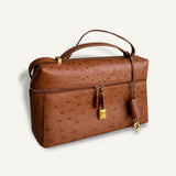 Bolsa Loro Piana Extra L27 Ostrich Sand Haze com Ferragens Douradas