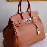 Bolsa Hermès Birkin 35 Togo Gold com Ferragens Palladium