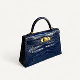 Bolsa Hermès Mini Kelly Alligator Shiny Bleu Saphir com Ferragens Gold