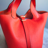 Bolsa Hermès Picotin 18 Clemence Orange com Ferragens Gold