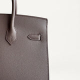 Bolsa Hermès Birkin 25 Epsom Sellier Gris Etain com Ferragens Gold