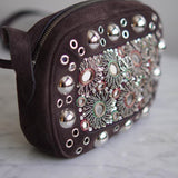 Bolsa Valentino Nellcotê Camurça Marrom com Ferragens Prata
