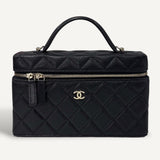 Bolsa Chanel Black Small Caviar Vanity com Ferragens Douradas