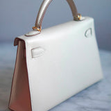 Bolsa Hermès Mini Kelly Epsom Sellier Veau Perso Nata Com Ferragens Gold