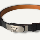 Cinto Hermès 18 Noir Com Ferragens Palladium