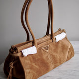 Bolsa Prada Bonnie Camurça Lambskin Marrom Canela
