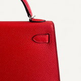 Bolsa Hermès Mini Kelly Epsom Rouge Radieux com Ferragens Palladium