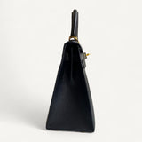 Bolsa Hermès Kelly 28 Epsom Noir com Ferragens Gold