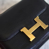 Bolsa Hermès Constance 18 Lizard Noir com Ferragens Gold