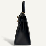 Bolsa Hermès Kelly 28 Epsom Noir com Ferragens Gold