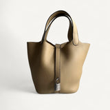 Bolsa Hermés Picotin 18 Taurillon Clemence Biscuit Ferragem Paladium