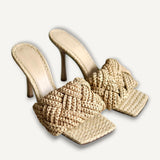 Mule Bottega Veneta Raffia Neutrals