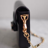 Bolsa Tiracolo Gucci Wallet on Chain Horsebit 1955 Mini Cristais Preta