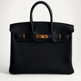 Bolsa Hermès Birkin 25 Togo Noir com Ferragens Gold