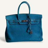 Bolsa Hermès Birkin 35 Togo bleu Jeans com Ferragens Palladium
