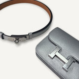 Conjunto Cinto Kelly belt e Carteira Constance Slim Silver Hermès