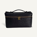 Bolsa Loro Piana Extra Pocket L19 Ostrich Black com Ferragens Douradas