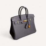 Bolsa Hermès Birkin 25 Togo Gris Meyer com Ferragens Gold