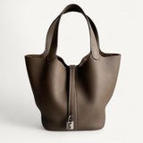 Bolsa Hermès Picotin Lock 22 Etoupe Clemence  com Ferragem Palladium