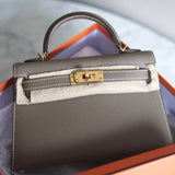 Bolsa Hermès Mini Kelly Epsom Etoupe com Ferragens Gold